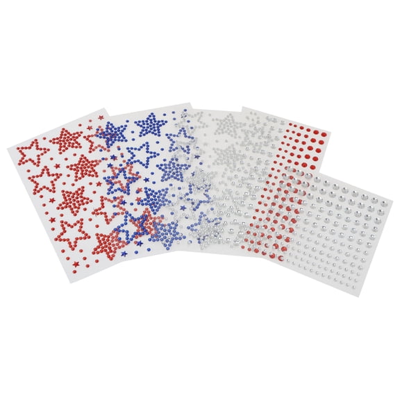 Unique Bargains 5 Sheets Set Face Gem Stickers for Crafts, Self Adhesive Rhinestone Jewel Stick on Gems, Acrylic Bling Star Stickers for Face, Eye, Makeup, Body