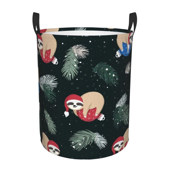 Balery Baby Sloths Sleeping Cesta de ropa redonda con asas, impermeable, independiente, para ropa, juguetes, dormitorio y familia-Medium