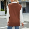 thumbnail image 5 of TFEOQRY Women's V-Neck Sweater Vest Fashion Casual New Style Slim Sleeveless Waistcoat Knit Sweater Top Coffee, 5 of 6