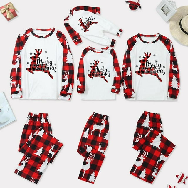 Pyjamas de Noël Assortis pour Enfants et Adultes Ensemble de Pyjamas de Nuit de Noël