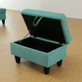 thumbnail image 2 of Aukfa 29" Storage Ottoman Bench with Lift Top for Home Office, Linen, Aqua Blue, 2 of 8