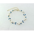 thumbnail image 2 of Faship Blue CZ Crystal Genuine Freshwater Pearls Floral Bracelet 7.5" - 9.5", 2 of 5