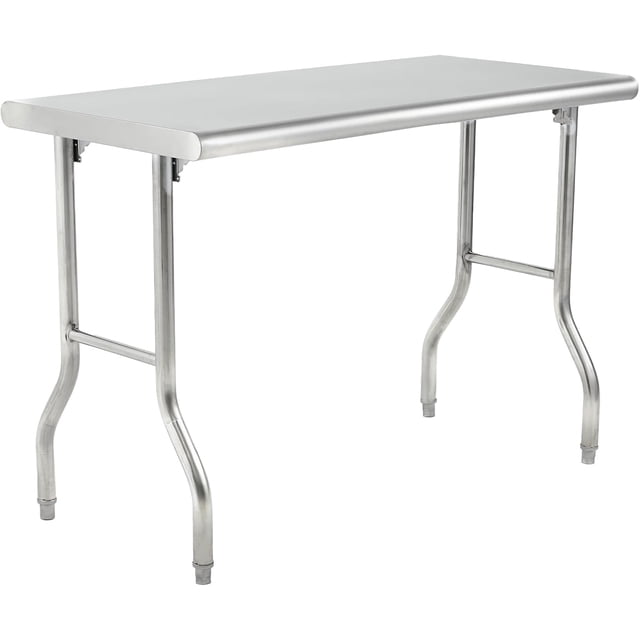 48 In x24 In Commercial Stainless Steel Folding Table - Portable Food Prep Station for Restaurants Catering Home Kitchens and Outdoor Use