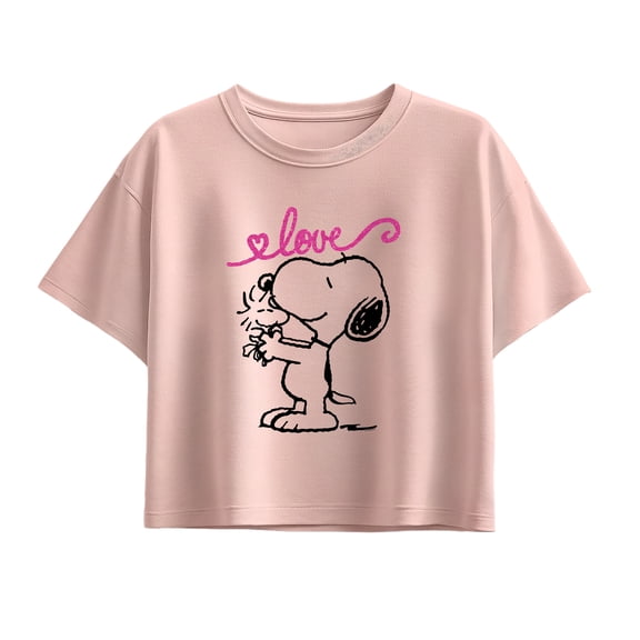 Peanuts - Snoopy and Woodstock Love - Youth Girls Boxy T-Shirt