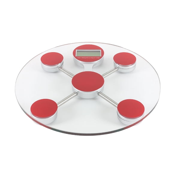Báscula Personal Digital De Vidrio Templado En Forma Circular Con Capacidad De 180 Kg Color rojo