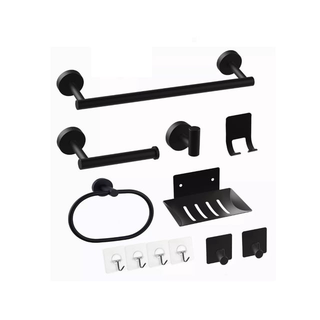 Juego De Accesorios Para Baño 12 Piezas Negro Lab.G Juego De Accesorios De Baño