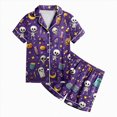 thumbnail image 6 of TOWED22 Halloween Pjs Girl Fall Button Up 2 Piece Pajama Sets Cute Lounge Short Sleeve Pajamas With Shorts,10-11 Y, 6 of 6