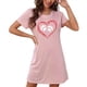 thumbnail image 4 of Camisón corto de mujer, vestido de largo medio con estampado de moda, camisón corto extragrande de mujer, camisón de manga corta con estampado de pecho a la moda, camisón de mujer, 4 of 5