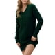 thumbnail image 2 of Vestido Tipo Suéter con Cuello en V para Mujer, Estilo Suéter Tipo Túnica Holgado Informal de Larga con Punto y Larga para Otoño. Verde Oscuro XXXL, 2 of 7