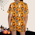 thumbnail image 5 of Halloween Pajamas Sets for Women 2 Piece Satin Pumpkin Print Button Short Sleeve 2 Piece Loungewear Halloween Printed Pajamas for Women, 5 of 5