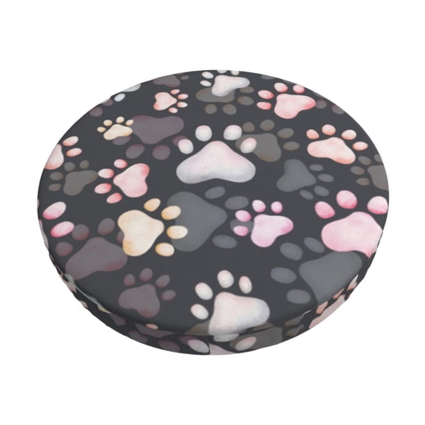 Balery Colorful Paws Of Dog Fundas de asiento para taburete de bar redondo de tela de terciopelo ajustables que protegen de arañazos y manchas para sillas de 14 a 17 pulgadas.-12 inch