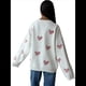 thumbnail image 5 of Sudadera Holgada de Punto con Cuello Redondo y Larga con Bordado de Corazón para San Valentín para Mujer y Rojo M, 5 of 10
