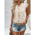 thumbnail image 6 of Women'S Tank Pullover Ruffle Jacquard Short Sleeve Blouse Elegant Casual Summer Top Color L, 6 of 9