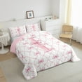 thumbnail image 3 of Manfei Monogrammed I Comforter Sets Twin Size,Ribbon Bowknot Comforters & Duvets,Pink White Bedding Twin Comforter Set,Microfiber Room Decorative Reversible,2-Piece, 3 of 8
