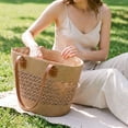 thumbnail image 5 of BadPiggies Women's Straw Shoulder Bag Large Rattan Woven Totes Handmade Summer Beach Handbag Top Handle Purse - Khaki, 5 of 10