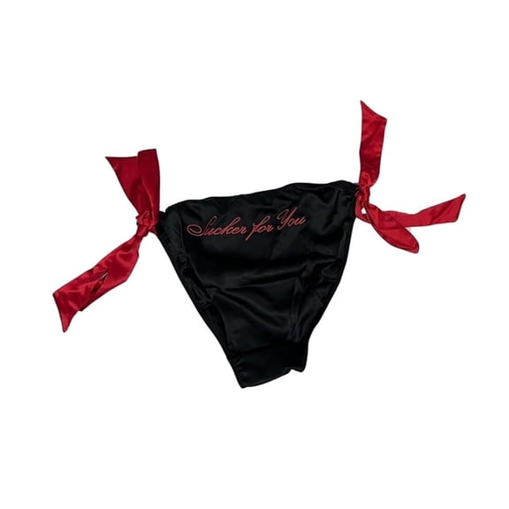 Victoria's Secret Embroidery Side-Tie Cheeky Panty Color Black , Small NWT
