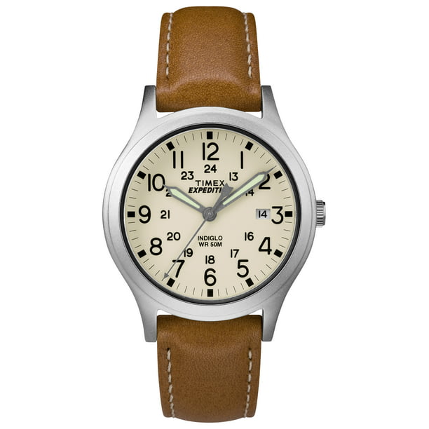 Timex Expedition Scout 36 Tan/Silver/Natural Watch, Leather Strap -  