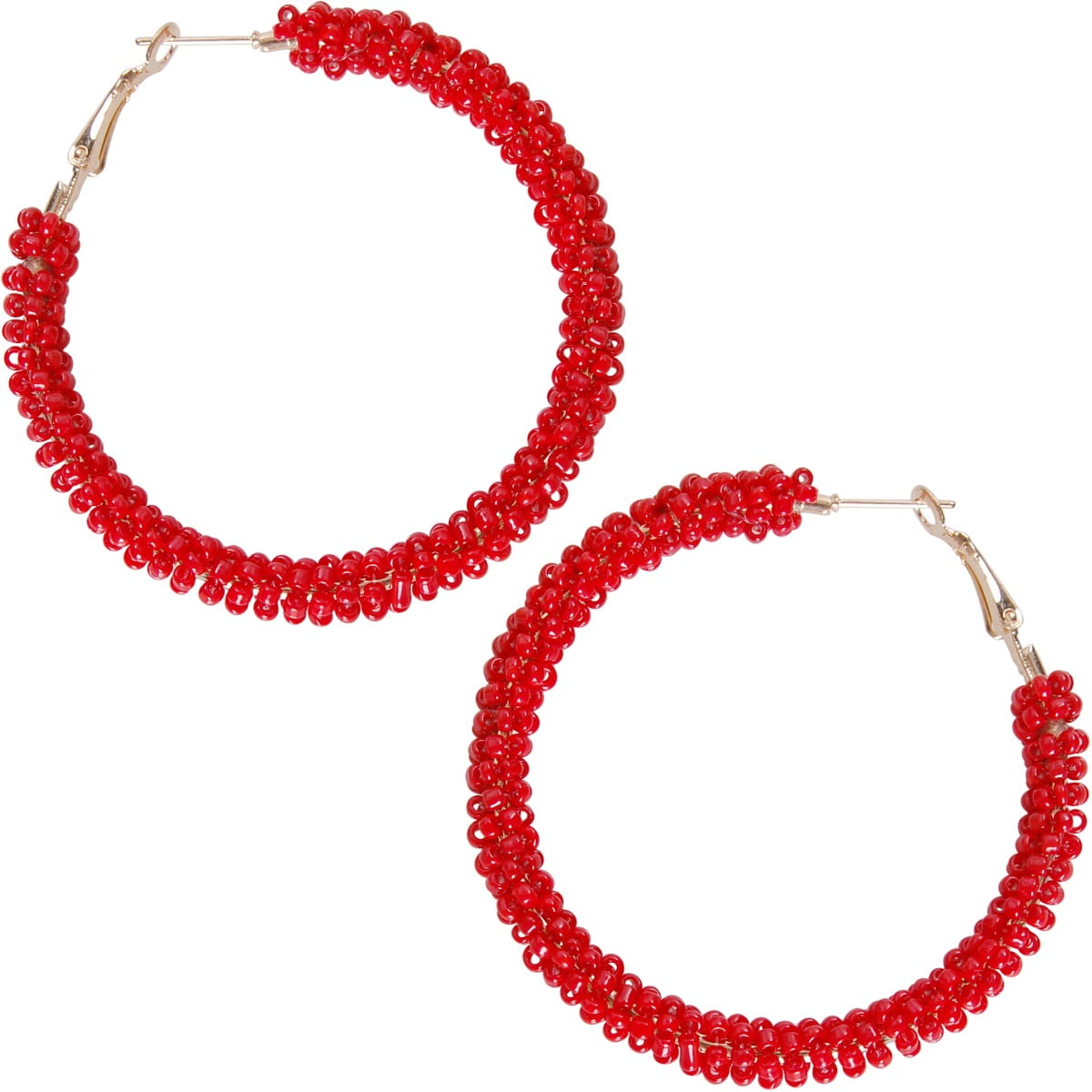 Red Hoop Earrings Drop Oval Hoop Earrings 3.5 inch Long