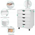 thumbnail image 4 of 5 Drawer Mobile Wood File Cabinet with Lockable Wheels, Home Office Vertical Filing Cabinet Under Desk Organizer Cabinet for Files, Folders and A4 Letter-Size Documents, 4 of 8