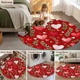 thumbnail image 5 of Round Rugs 8Ft, Valentines Round Area Rug Washable Indoor Throw Carpet, Pink Red Love Heart Spring Green Botanical Large Non Slip Circle Rug for Kids Room RV Home Decor Aesthetic, 5 of 8