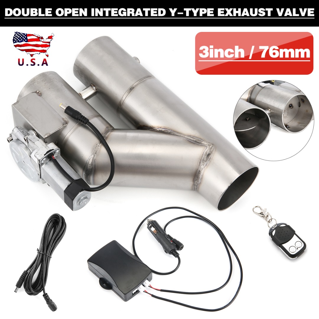 3" Electric Exhaust Cut Out Cutout Test YPipe Valve Kit Switch Button