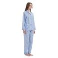 thumbnail image 6 of Apparonia Women's Pajama Sets Cotton Nightwear Long-Sleeve Button Front Shirt and Pant Sleepwear Notch Collar Pjs Lounge Sets Blue with Pink Flowers​ XL, 6 of 7