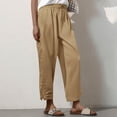 thumbnail image 6 of Women Casual Lightweight Drawstring Elastic Waist Cropped Pants with Pockets Khaki S, 6 of 6