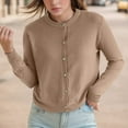 thumbnail image 2 of Cardigan Sweater for Women Long Sleeve Round Neck Knitted Button Down Womens Sweater Open Front Khaki Sweaters Winter Clothing for Women, 2 of 5