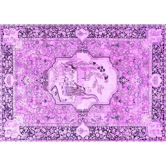 Ahgly Company Indoor Rectangle Persian Purple Traditional Area Rugs, 5' x 8'