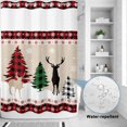 thumbnail image 4 of No Hook Shower Curtain with Built-in Rings-Farmhouse Christmas Washable Waterproof Fabric Bathroom Curtains for Hotel, 60 X 72 Inch Long, Rustic Plaid Christmas Tree Snowflakes Red Green Black, 4 of 9