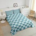 thumbnail image 4 of Erosebridal Blue Checkered Bedding Full Comforter Set, Kawaii Bow Bedding Full Comforter Set, Geometry Grid Room Decor, Reversible 3pcs, 4 of 8