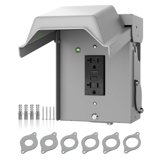 Caja de enchufe exterior Islewire 20A GFCI de metal resistente a la intemperie