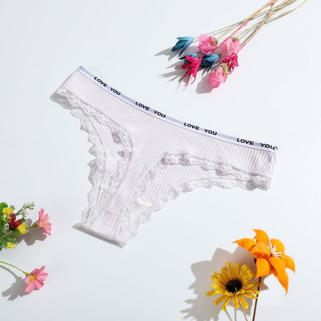 Tanga de algodón para damas, ropa interior de cintura baja para niñas, pantalones de tanga de encaje para mujer