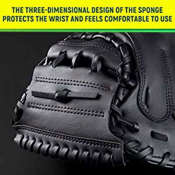 Baseball Glove Durable PU Leather Baseball And Softball Catcher' Beginner Play Training Youth Adults Practice Outdoor Sports Black