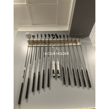 Golf Club Wall Mounted Display Rack Shelf 14 Club Holder Handcrafted Real Wood