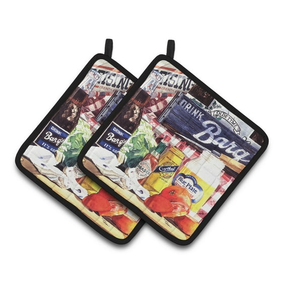 Carolines Treasures 1013PTHD Blue Plate Mayonaise, Barqs a tomato sandwich Pair of Pot Holders , 7.5HX7.5W, multicolor