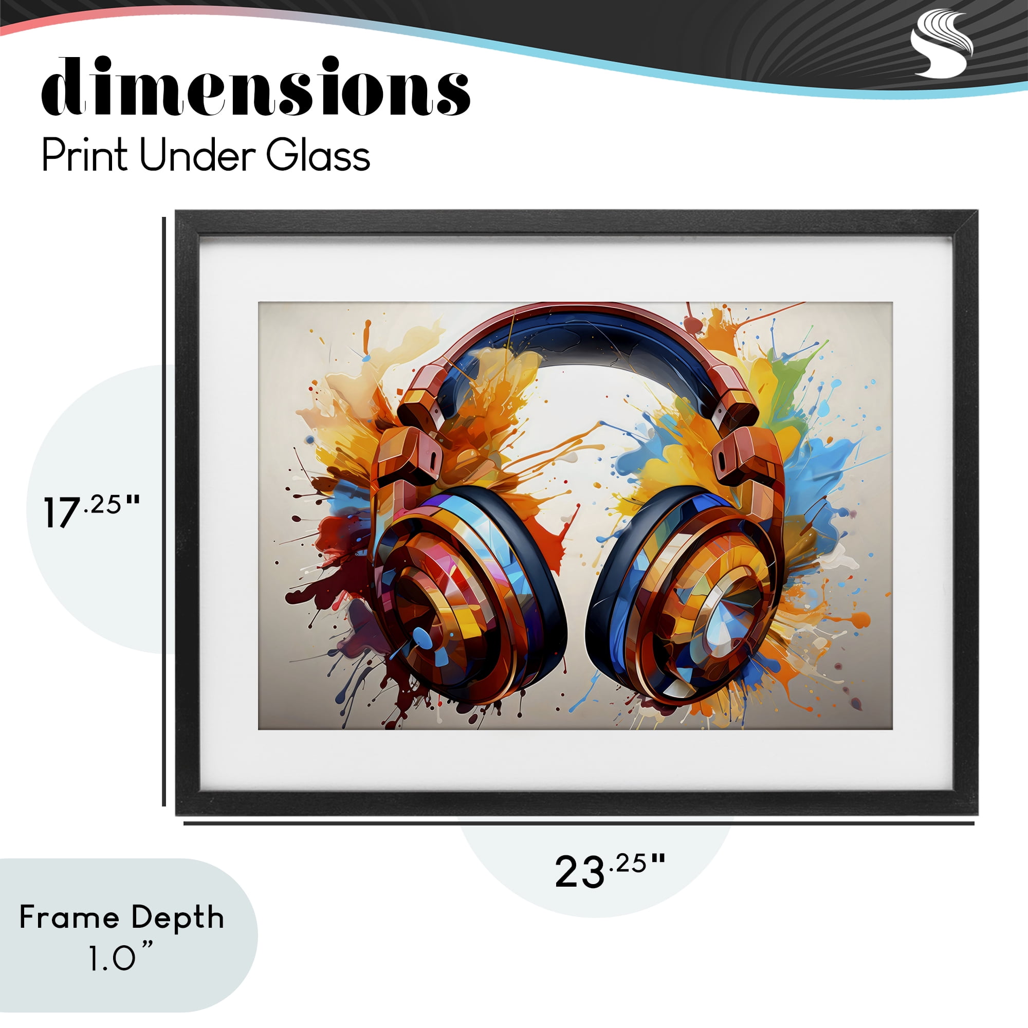 Stupell Industries Music In Color Splatter Black Framed Print Under Glass, design by Creative Studio