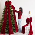 thumbnail image 4 of 160cm Giant Red Velvet Christmas Bow - Oversized Red Bow for Christmas Tree, Wreath & Garland, Luxury Velvet Red Ribbon for Indoor & Outdoor Holiday Decor, 4 of 9