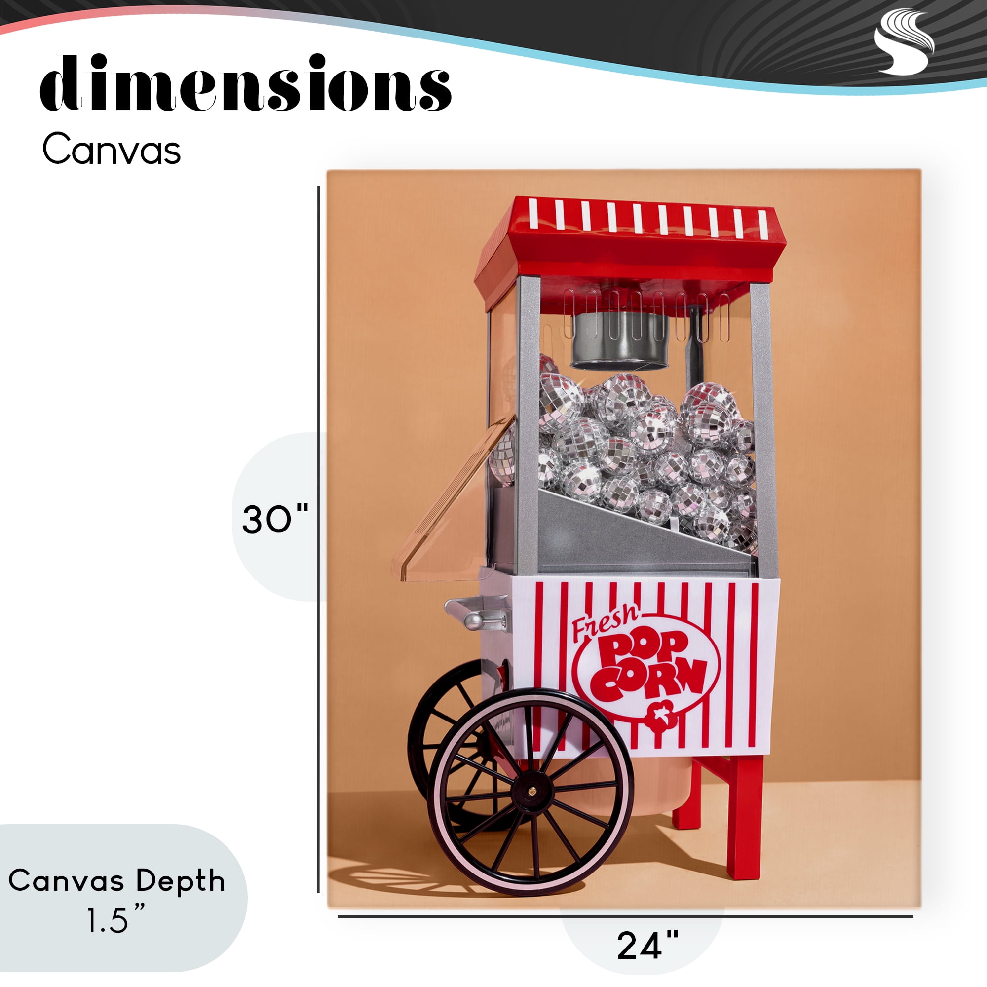 Stupell Industries Retro Disco Popcorn Machine Canvas Wall Art, design by LISH Creative