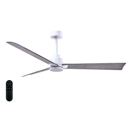 

Matthews Fan Company AK-MWH-BW-56 Alessandra 56” Matte White Ceiling Fan with 3 Barn Wood Blades Remote Control Indoor/Outdoor Wet Rated