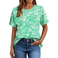 thumbnail image 4 of Tops for Women Trendy Casual Round Neck Short Sleeve Top Floral Print Tees Vintage Shirt Summer Loose Lightweight Blousess, 4 of 4