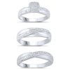 forever Bride Sterling Silver Diamond Engagement Ring Trio Set, 1/10 Ct