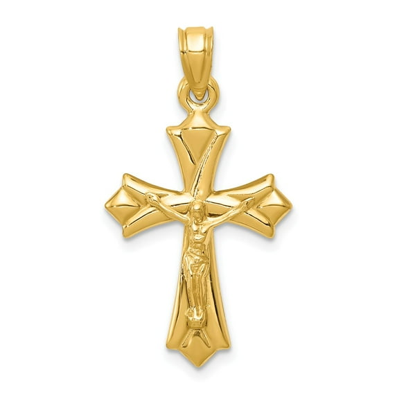 FB Jewels 14K Yellow Gold Reversible Crucifix /Cross Pendant