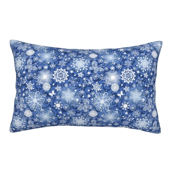 Rateoe whiet Snowflake blue background Pattern Pillow Covers with Invisible Zipper(Pillows are not Included) Standard Pillowcases-14"x20"