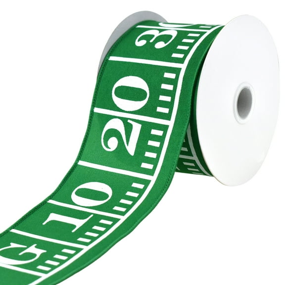 Homeford Football Field Sports Wired Ribbon, 2-1/2-inch, 10-yard, Green