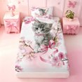 thumbnail image 3 of meiyoeat Cherry Blossom Kitten Theme Twin Sheets,Gray Cute Cat Print Bedding For Girl,3-Piece,1 Fitted Sheet and 1 Pillowcase, 3 of 6