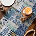 thumbnail image 3 of Vintage Ocean Table Runner 72 Inches, Nautical Anchor Sailboat Marine Life Watercolor Bed Runner Dresser Scarves Tabletop for Indoor Outdoor Parties/Ceremony/Banquet, 14" x 72", 3 of 9