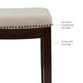 thumbnail image 6 of Linon Hampton Counter Stool Beige Padded Seat Wood Frame in Dark Walnut Brown, 6 of 13