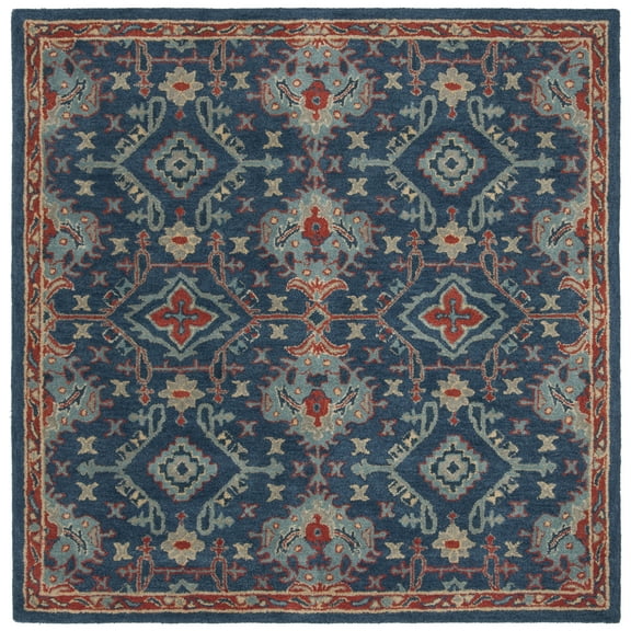 SAFAVIEH Heritage Petrina Floral Wool Area Rug, Blue/Multi, 4' x 4' Square