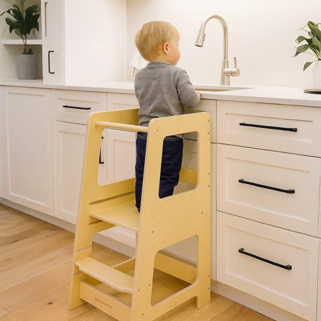 Kids & Toddler Wooden Helping Tower | Educational Tower | Climbing Tower | Extra Wide Standing Tower
